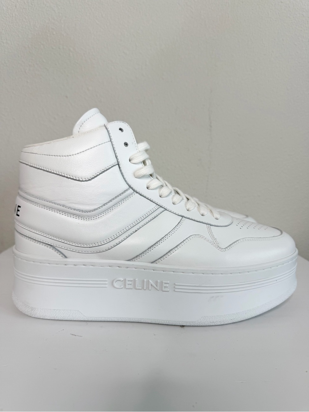 CELINE White Platform High Top Sneakers Size 41 - Picture 2 of 7